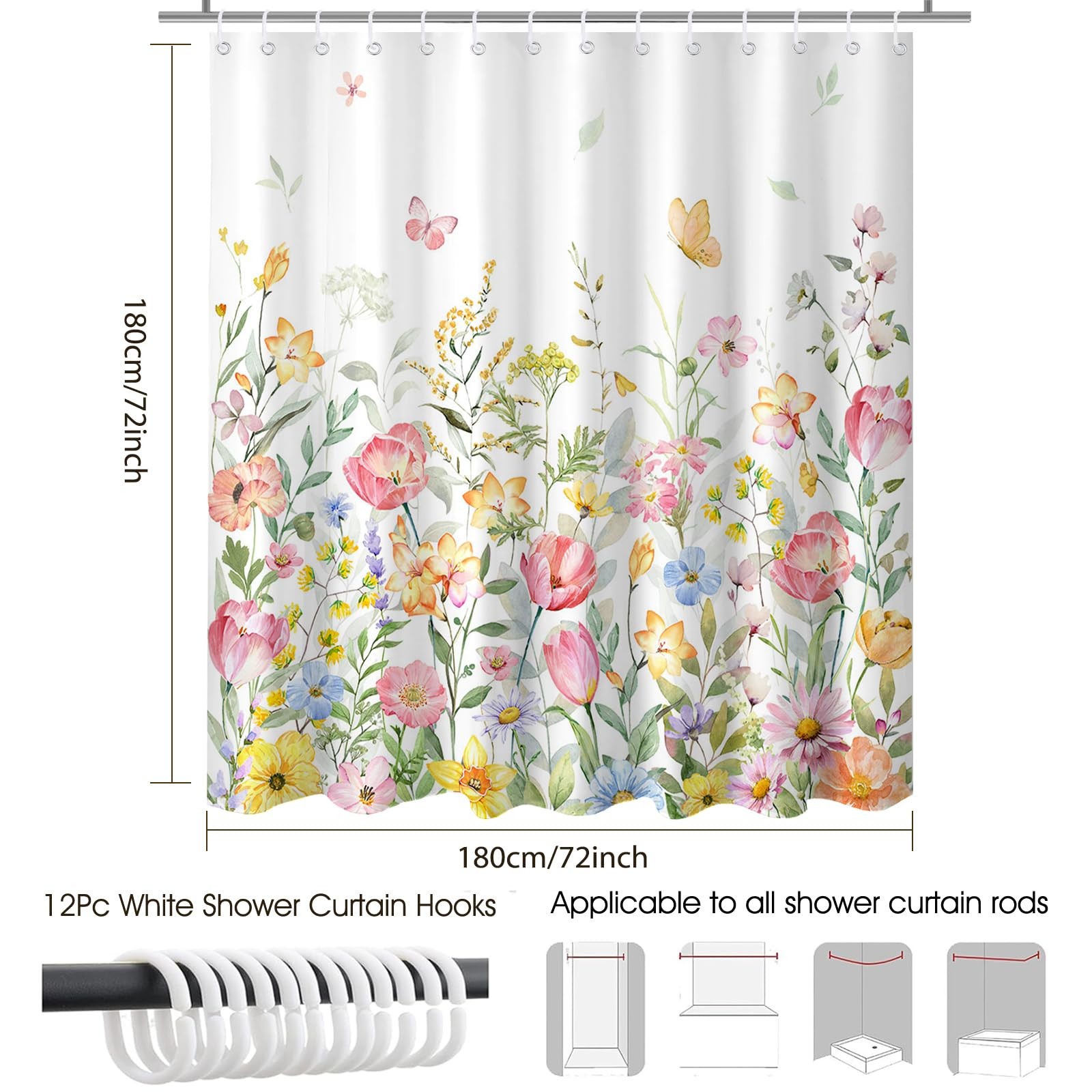 Custom Printed Bath Curtain — custom printed polyester bath curtain detail view