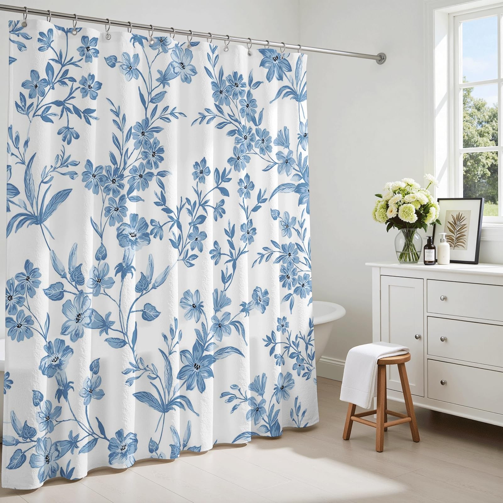 Custom Printed Bath Curtain — custom printed polyester bath curtain detail view