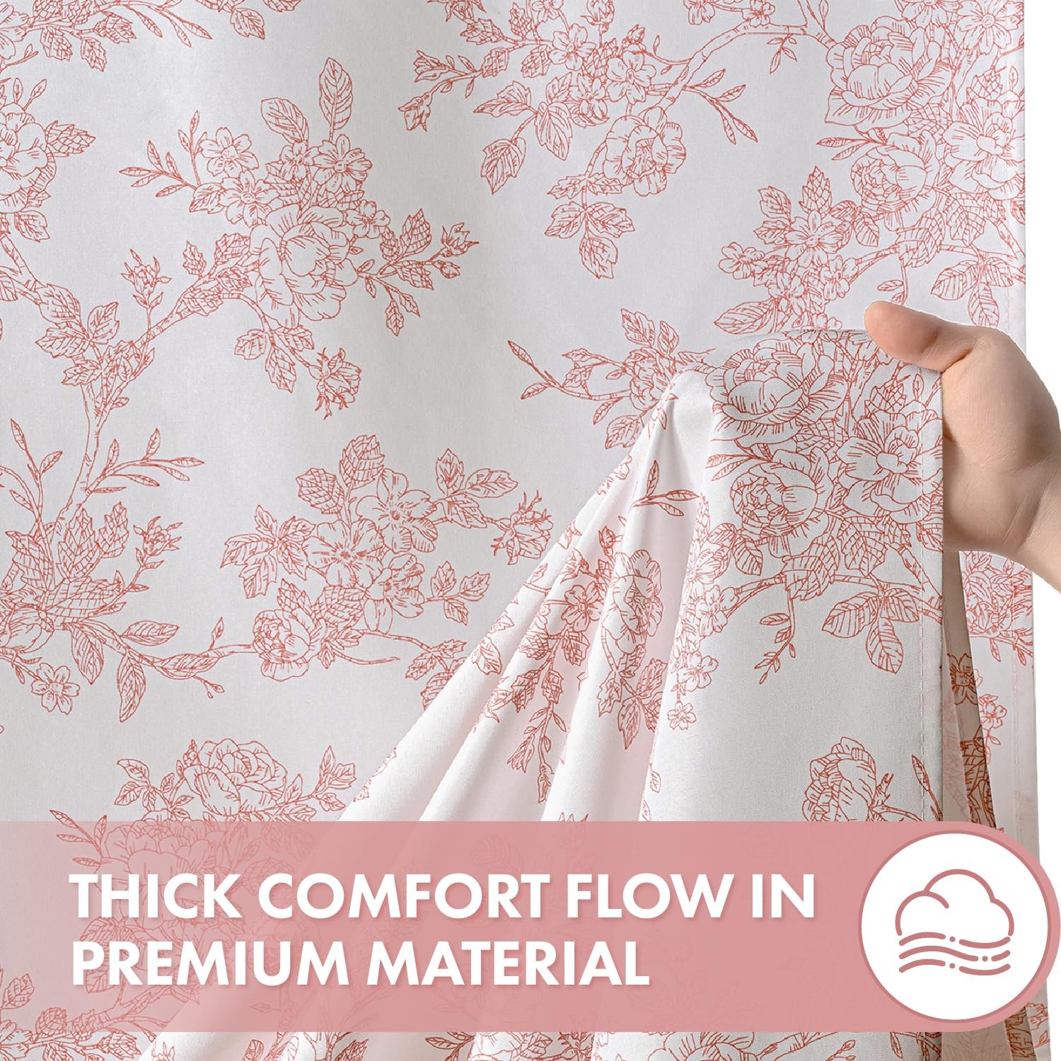 Custom Printed Bath Curtain — custom printed polyester bath curtain detail view