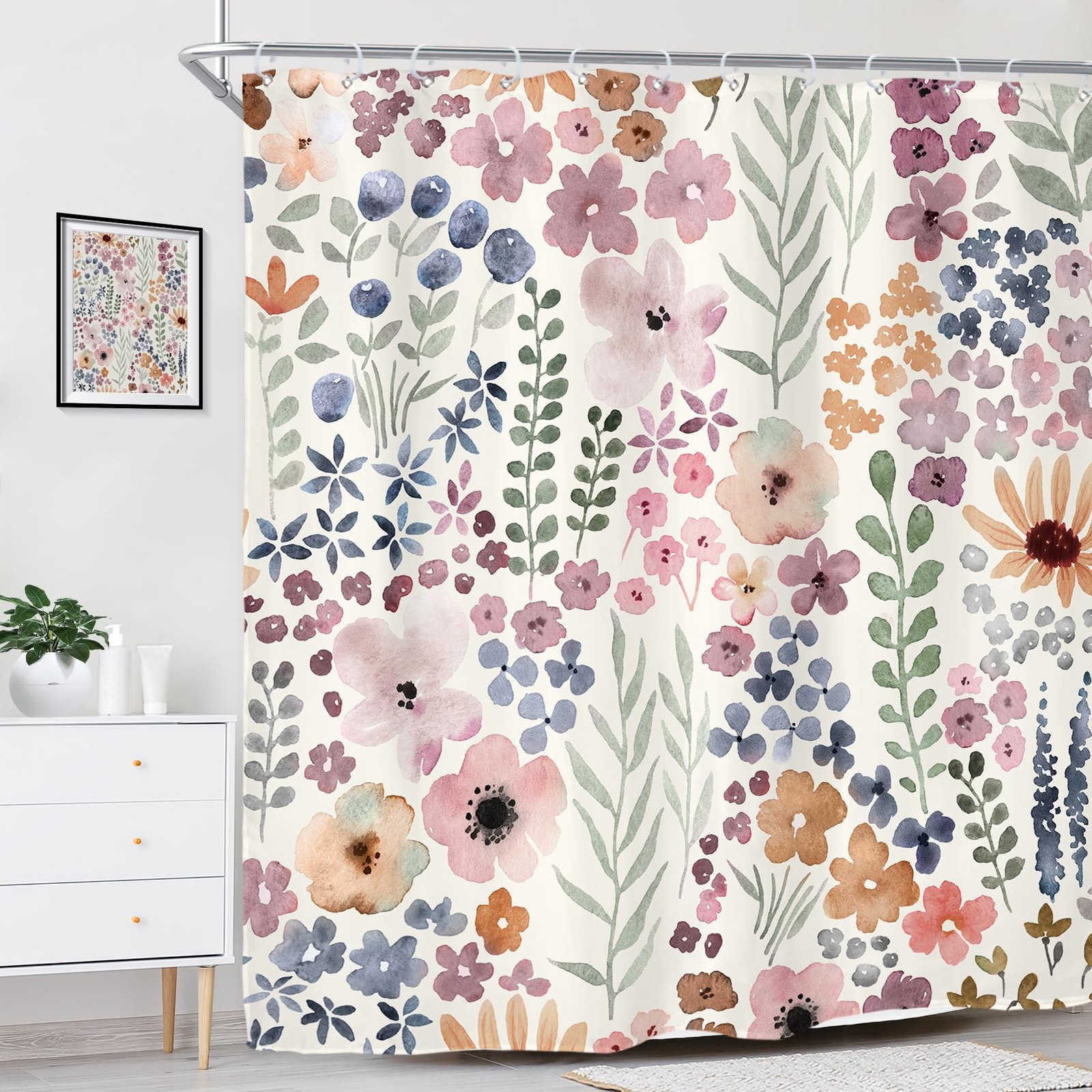 Custom Printed Bath Curtain — custom printed polyester bath curtain detail view