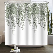 Sage Leaf Shower Curtain Leaves 72"W x 72"L - Light Green - Pack of 1 — custom printed polyester bath curtain