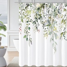 Gibelle Sage Green Eucalyptus Shower 72"W x 72"L (Pack of 1), — custom printed polyester bath curtain