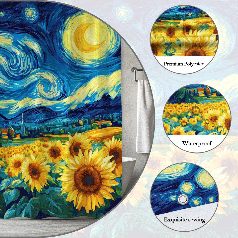 Custom Printed Bath Curtain — custom printed polyester bath curtain detail view