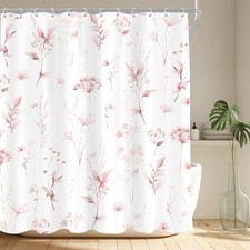 Pink Cute Floral 72Wx72H Shower Curtain Pretty 72"W x 72"L (Pack of 1) B-pink — custom printed polyester bath curtain