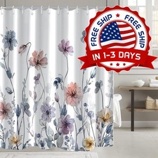 Cortina De Ducha Con Diseño Floral, Cortina De Ducha Con Flores Silvestres NUEVO — custom printed polyester bath curtain
