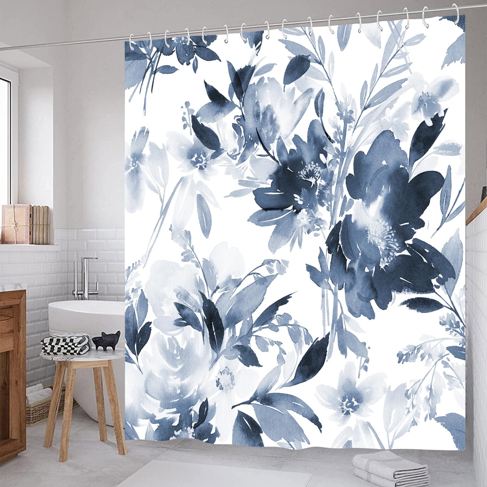 Custom Printed Bath Curtain — custom printed polyester bath curtain detail view