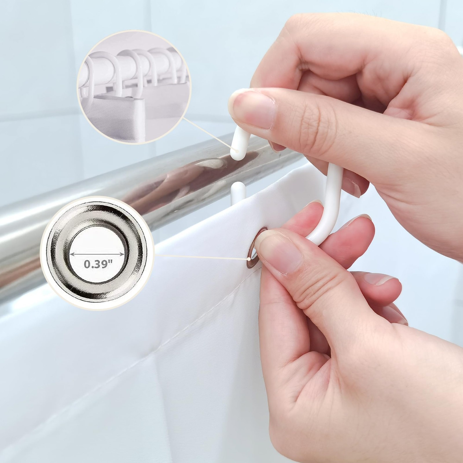 Custom Printed Bath Curtain — custom printed polyester bath curtain detail view