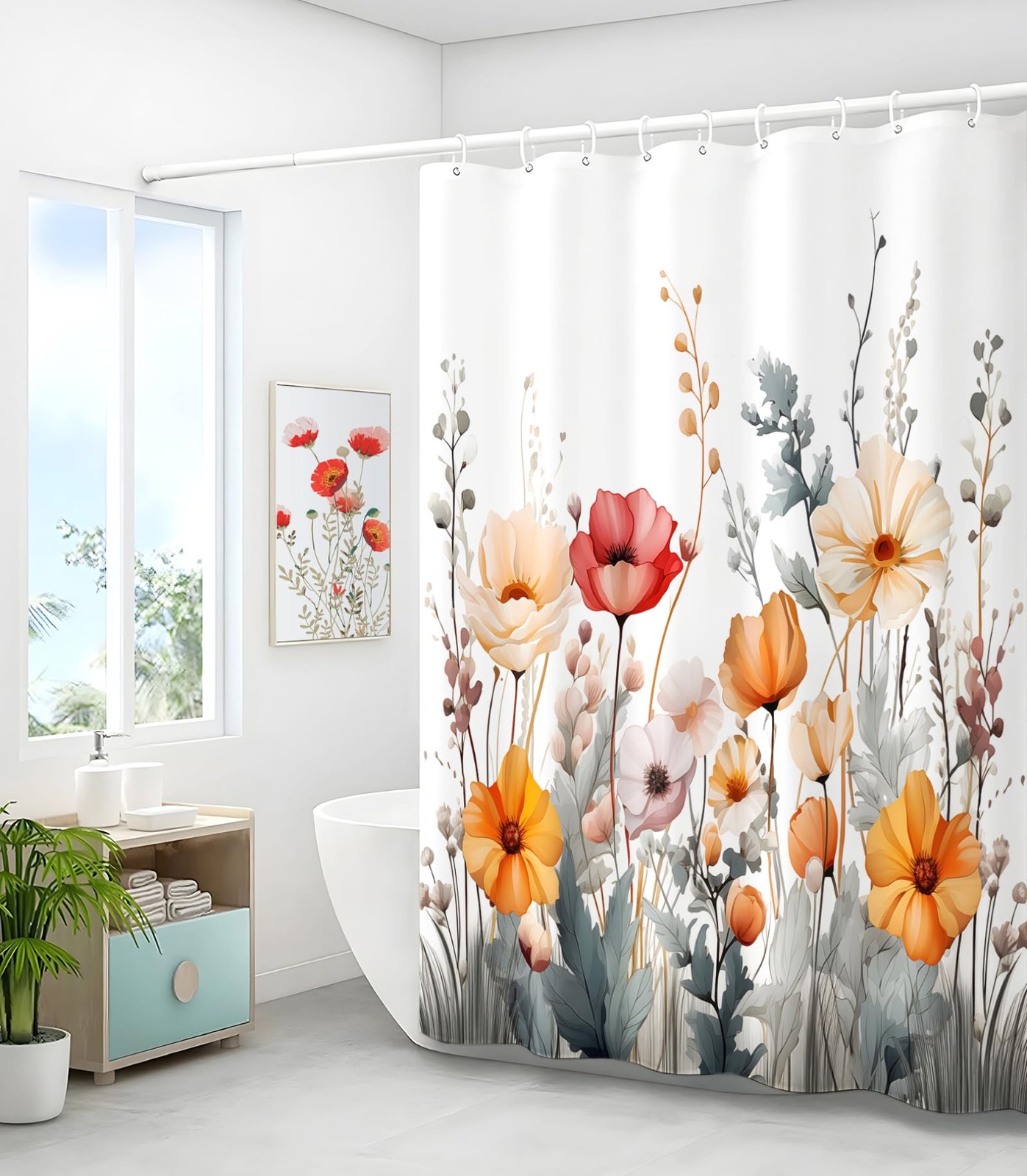 Custom Printed Bath Curtain — custom printed polyester bath curtain detail view