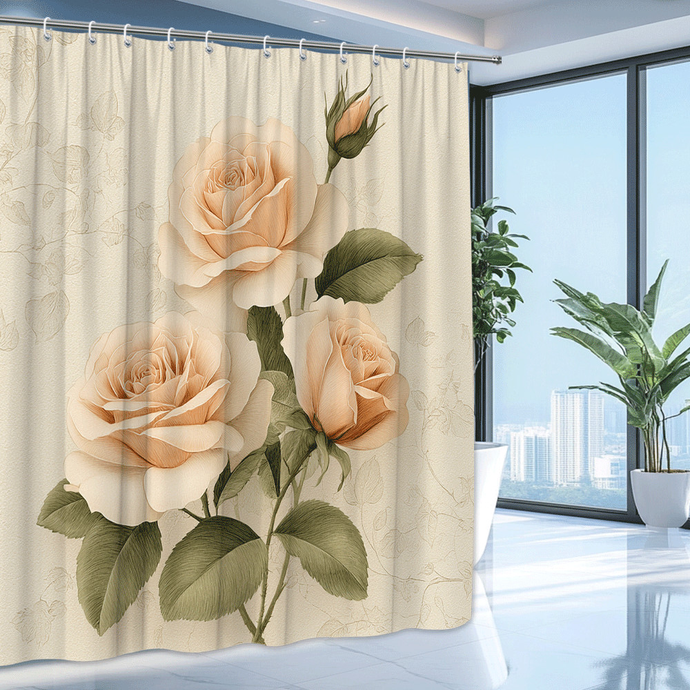Custom Printed Bath Curtain — custom printed polyester bath curtain detail view