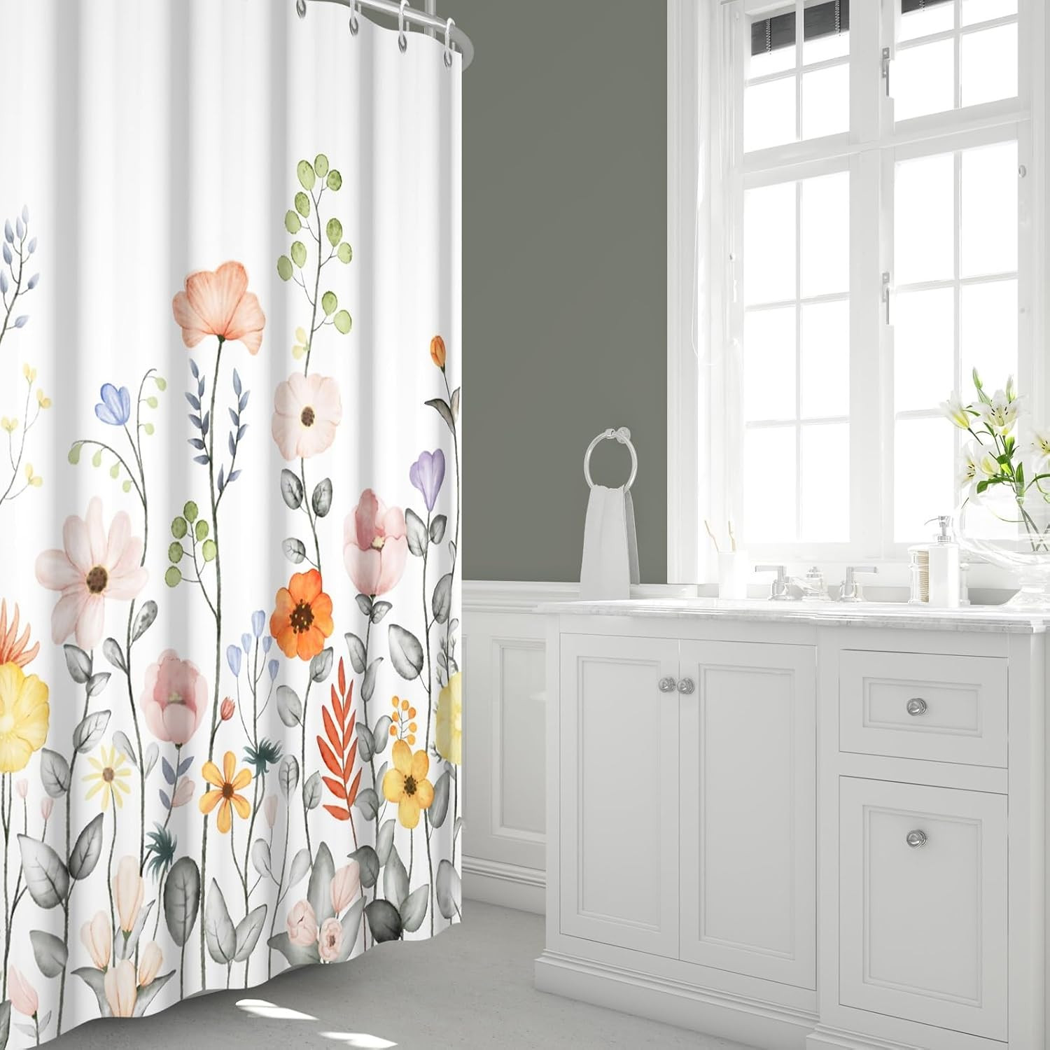 Custom Printed Bath Curtain — custom printed polyester bath curtain detail view