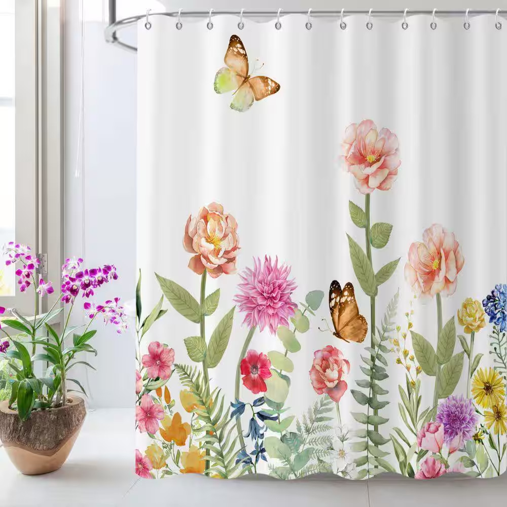 Custom Printed Bath Curtain — custom printed polyester bath curtain detail view