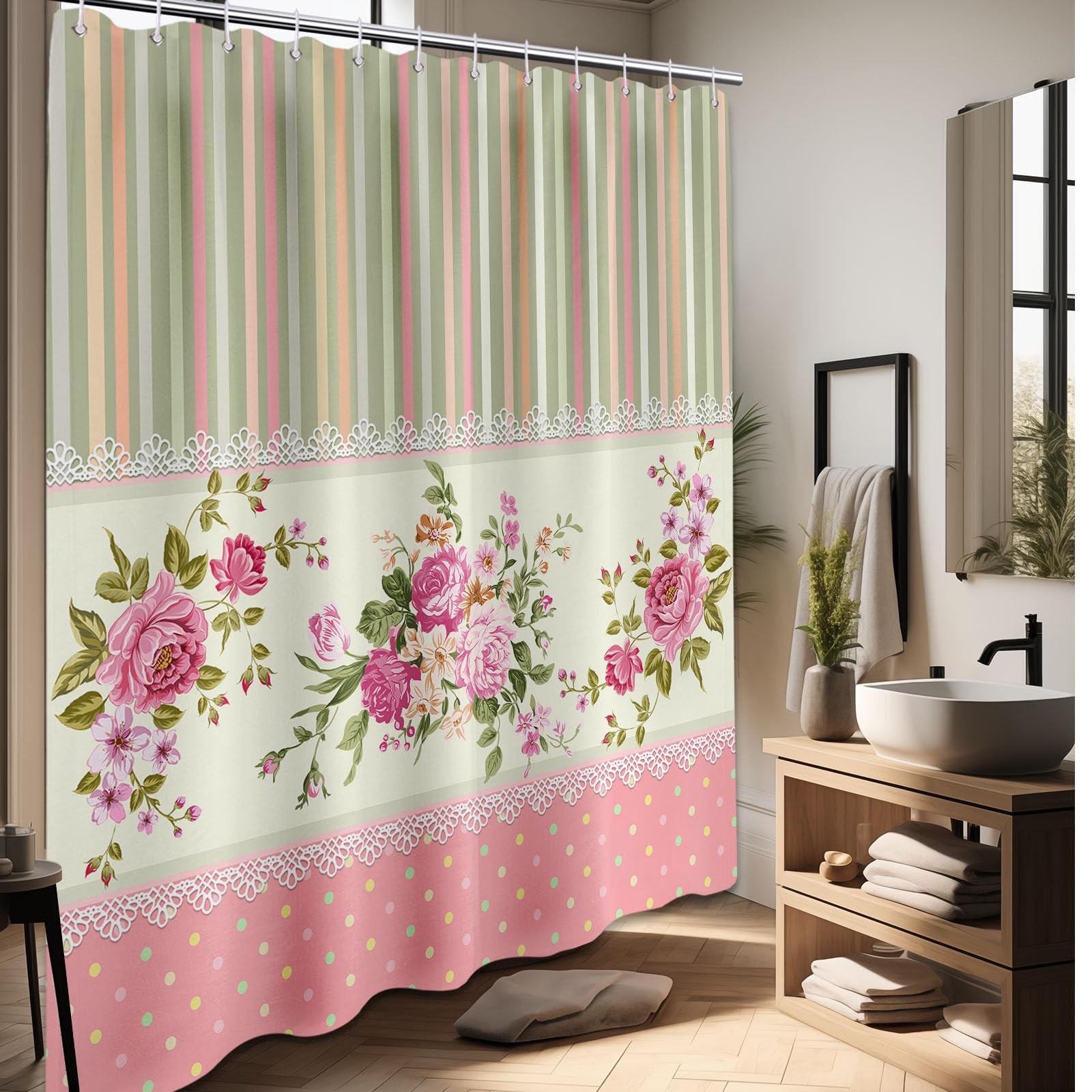 Custom Printed Bath Curtain — custom printed polyester bath curtain detail view