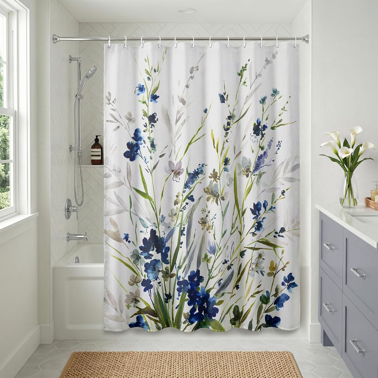 Custom Printed Bath Curtain — custom printed polyester bath curtain detail view