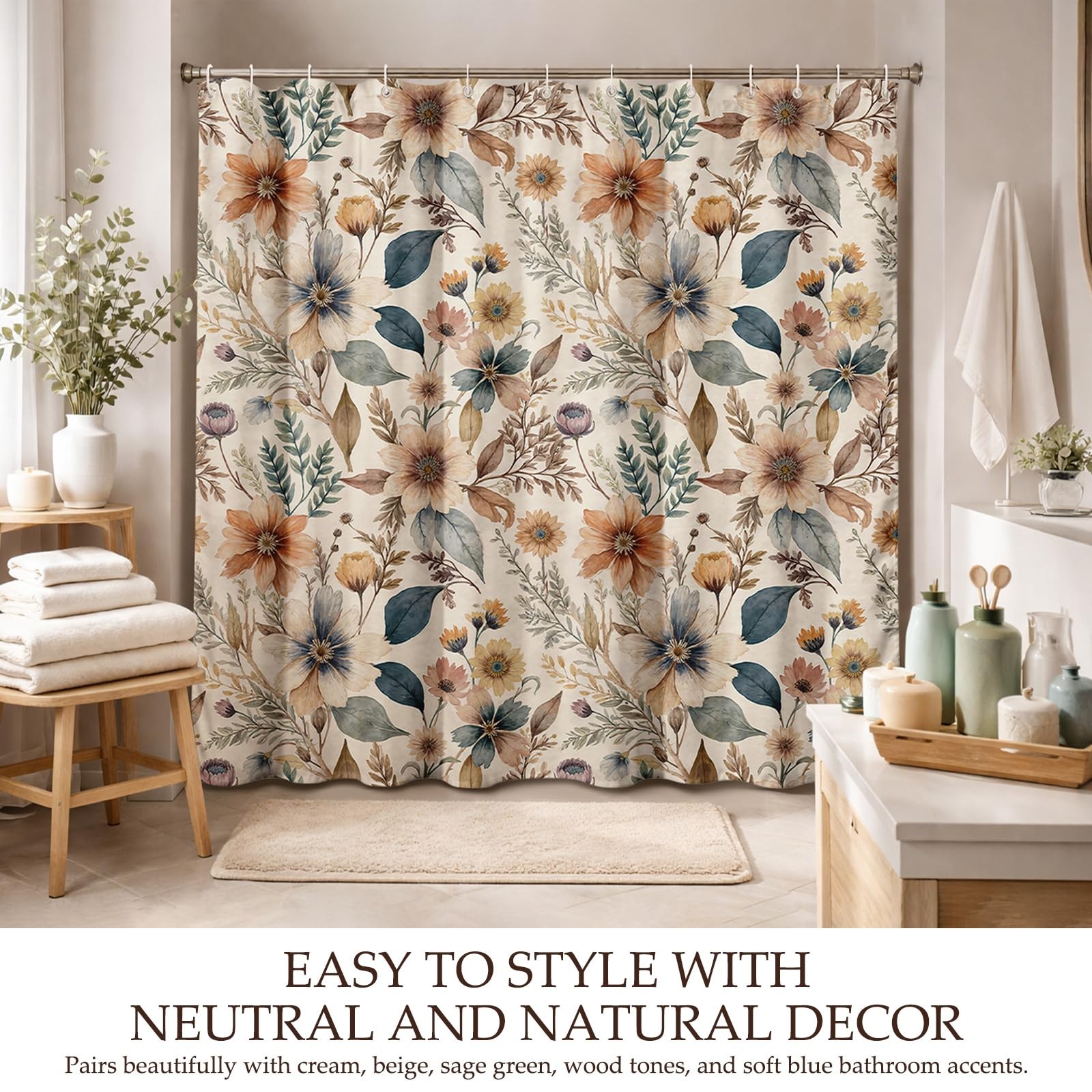 Custom Printed Bath Curtain — custom printed polyester bath curtain detail view