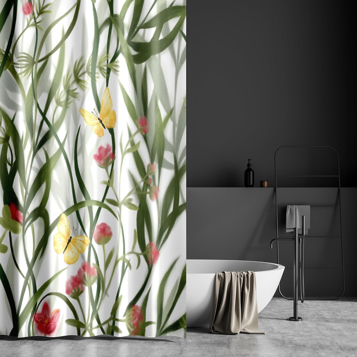 Custom Printed Bath Curtain — custom printed polyester bath curtain detail view