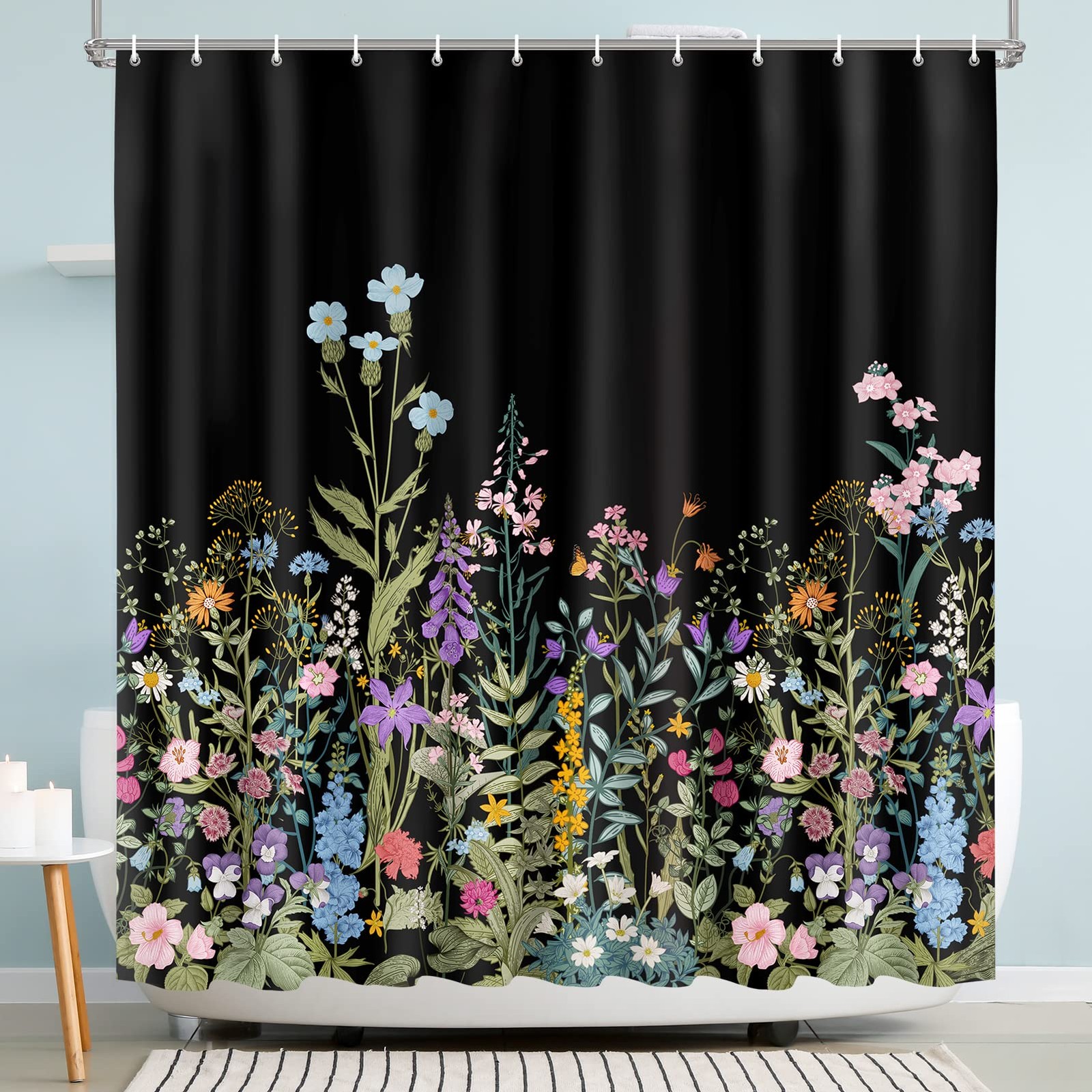 Custom Printed Bath Curtain — custom printed polyester bath curtain detail view