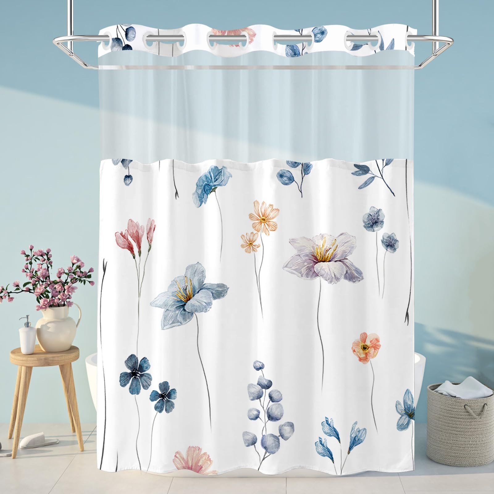 Custom Printed Bath Curtain — custom printed polyester bath curtain detail view
