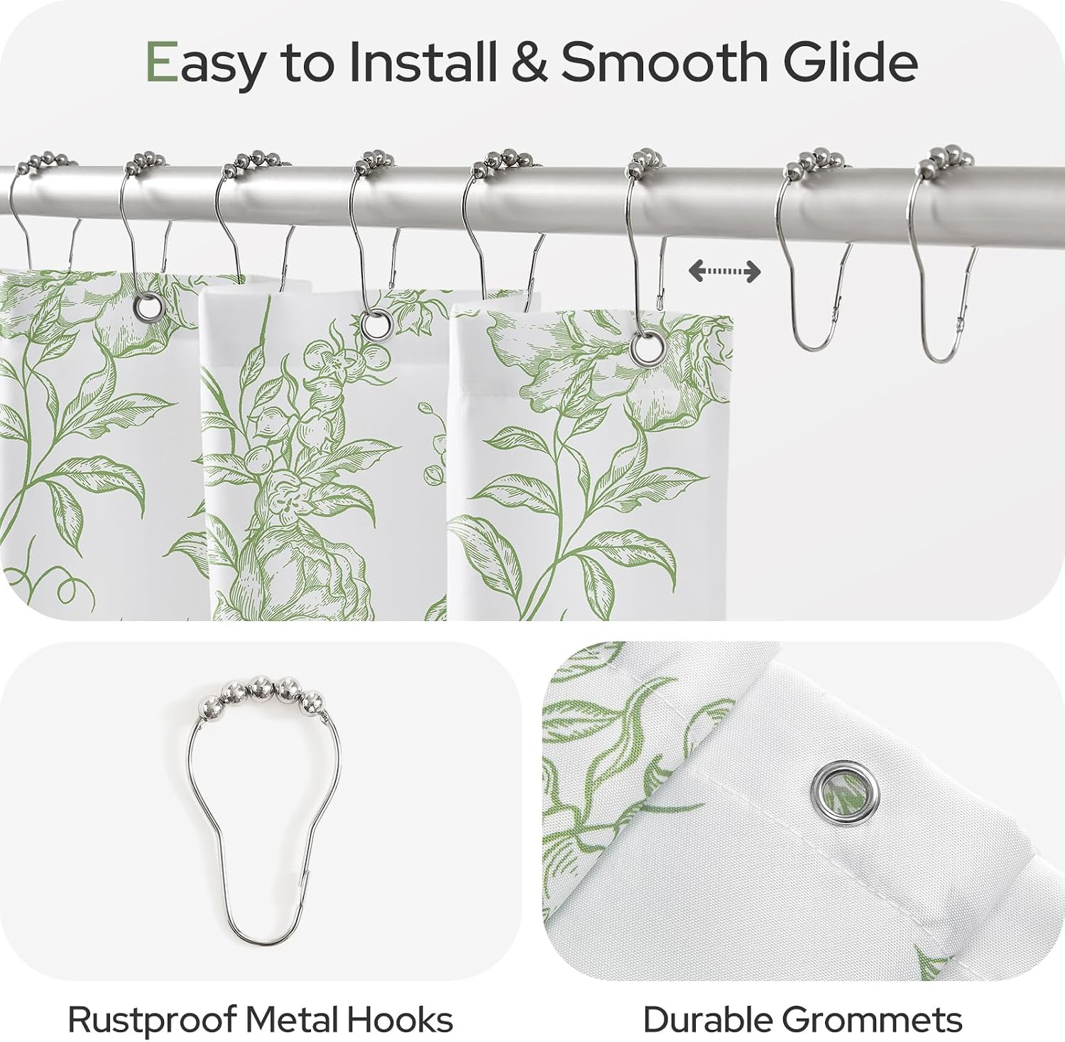 Custom Printed Bath Curtain — custom printed polyester bath curtain detail view