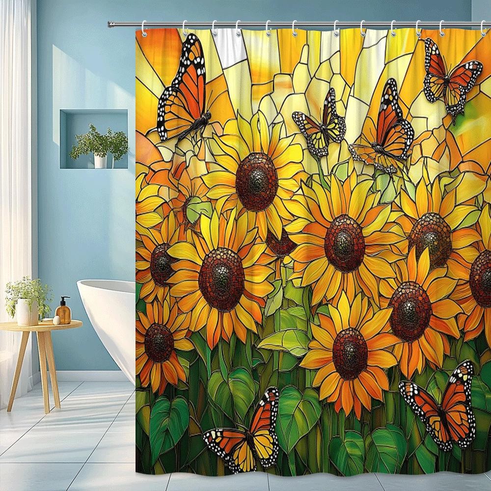 Custom Printed Bath Curtain — custom printed polyester bath curtain
