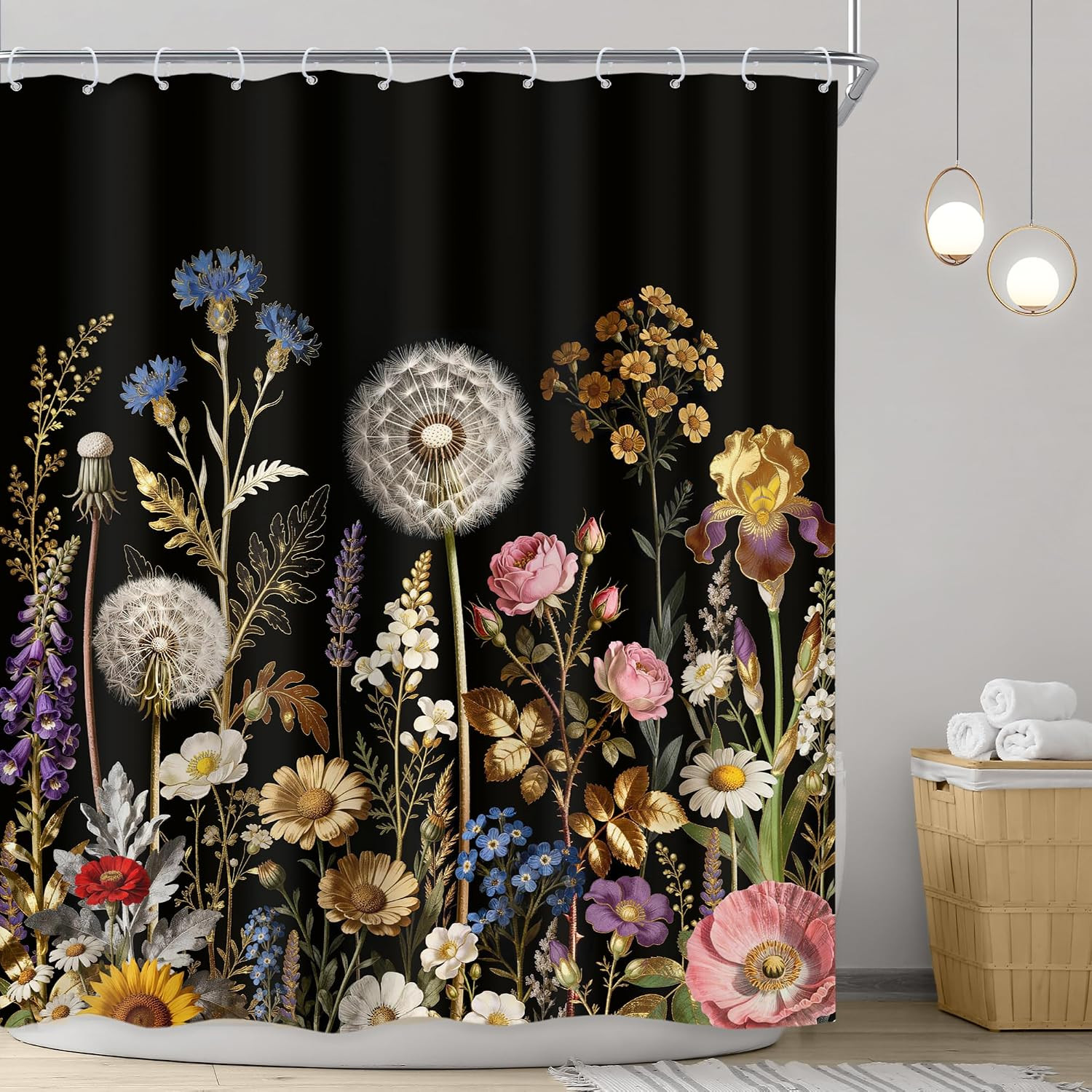 Custom Printed Bath Curtain — custom printed polyester bath curtain detail view