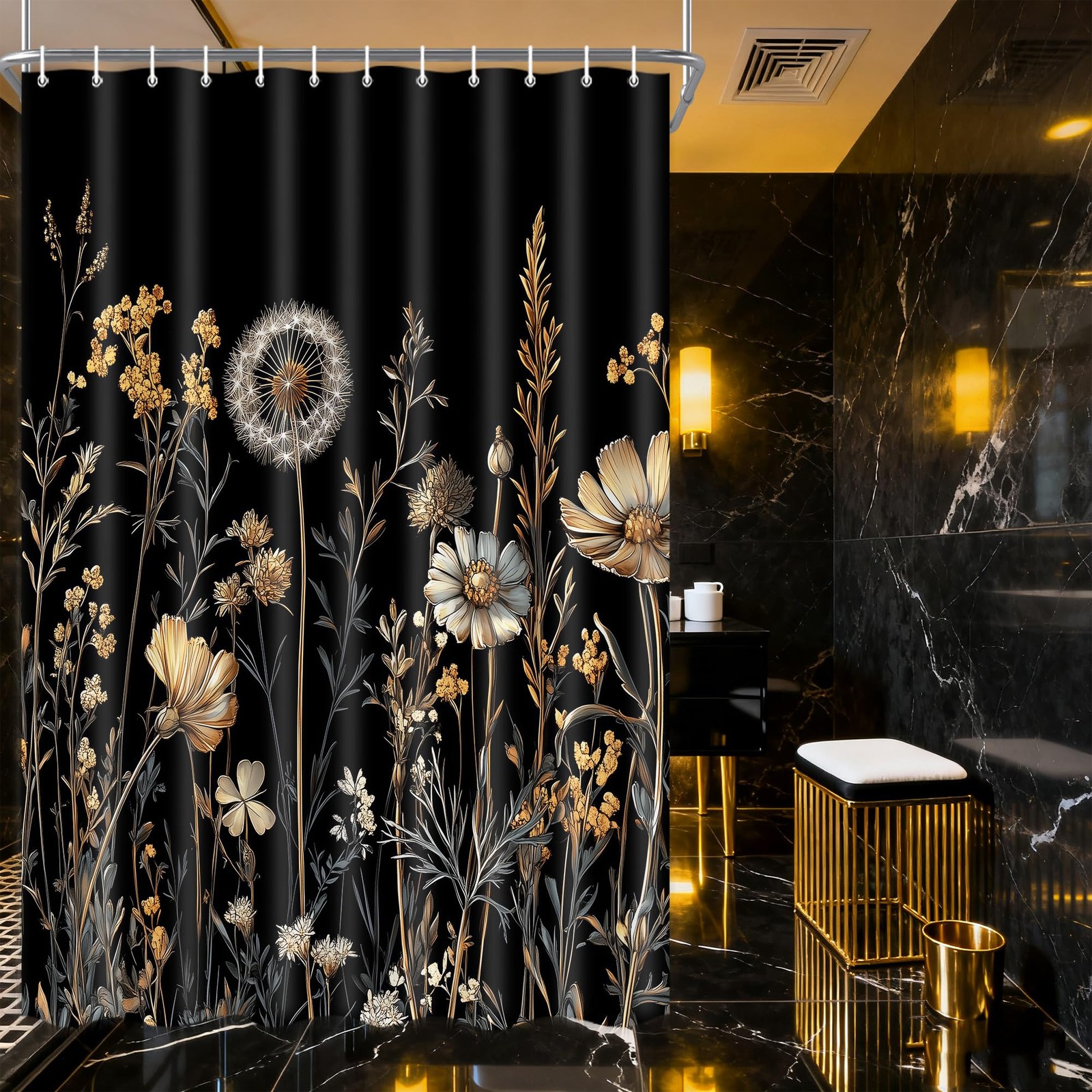 Custom Printed Bath Curtain — custom printed polyester bath curtain detail view