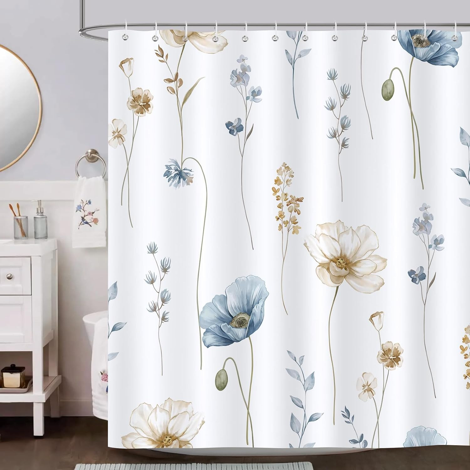 Custom Printed Bath Curtain — custom printed polyester bath curtain detail view