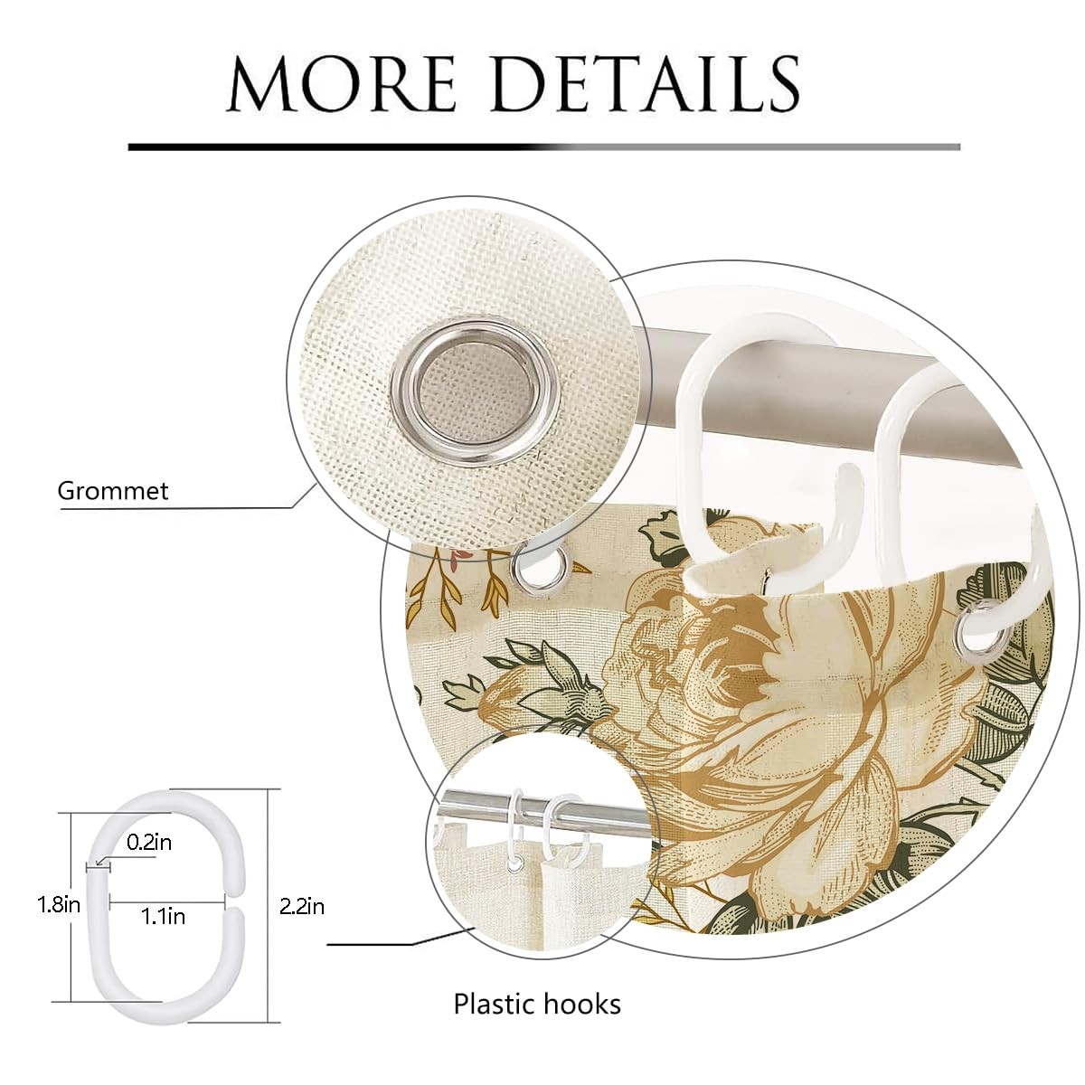 Custom Printed Bath Curtain — custom printed polyester bath curtain detail view