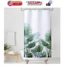 Shower Curtain for Bathroom - Waterproof Tropical Leaves Plant Pattern Stall ... — custom printed polyester bath curtain