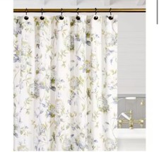 Ellis Curtain Abigail 72 in. Porcelain Floral Shower Curtain — custom printed polyester bath curtain