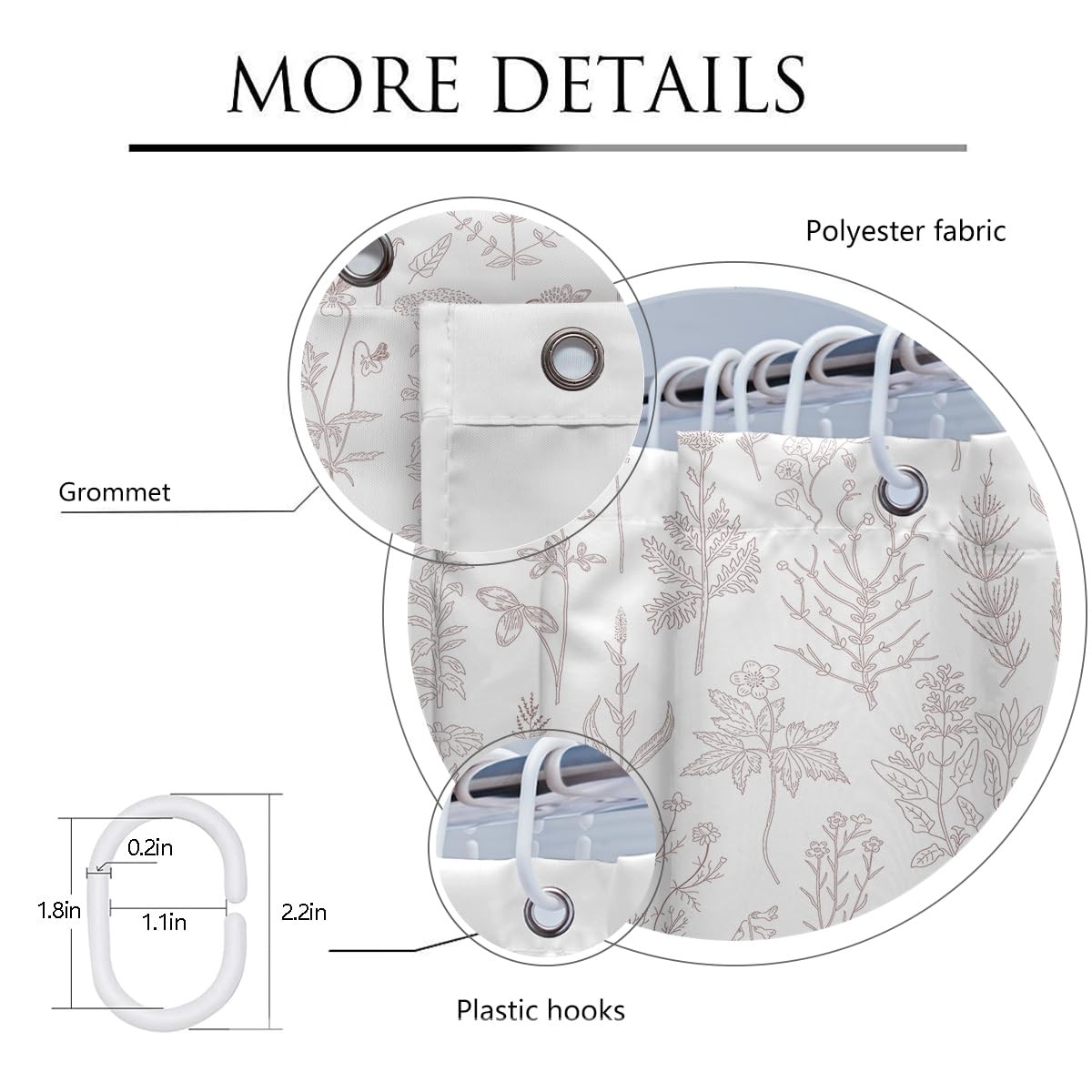 Custom Printed Bath Curtain — custom printed polyester bath curtain detail view