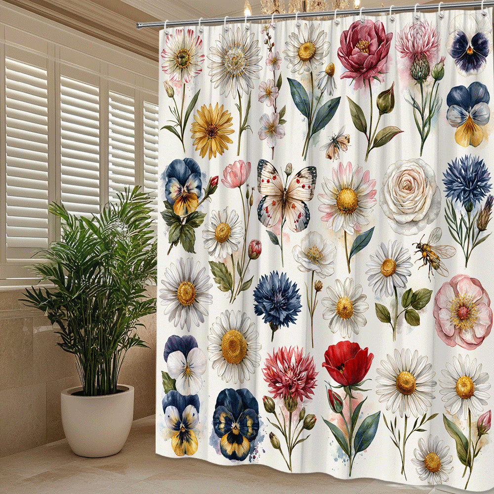 Custom Printed Bath Curtain — custom printed polyester bath curtain detail view