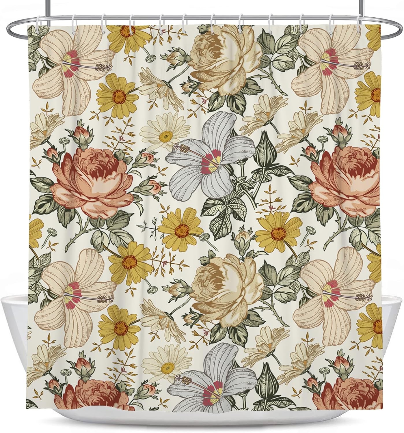 Custom Printed Bath Curtain — custom printed polyester bath curtain detail view