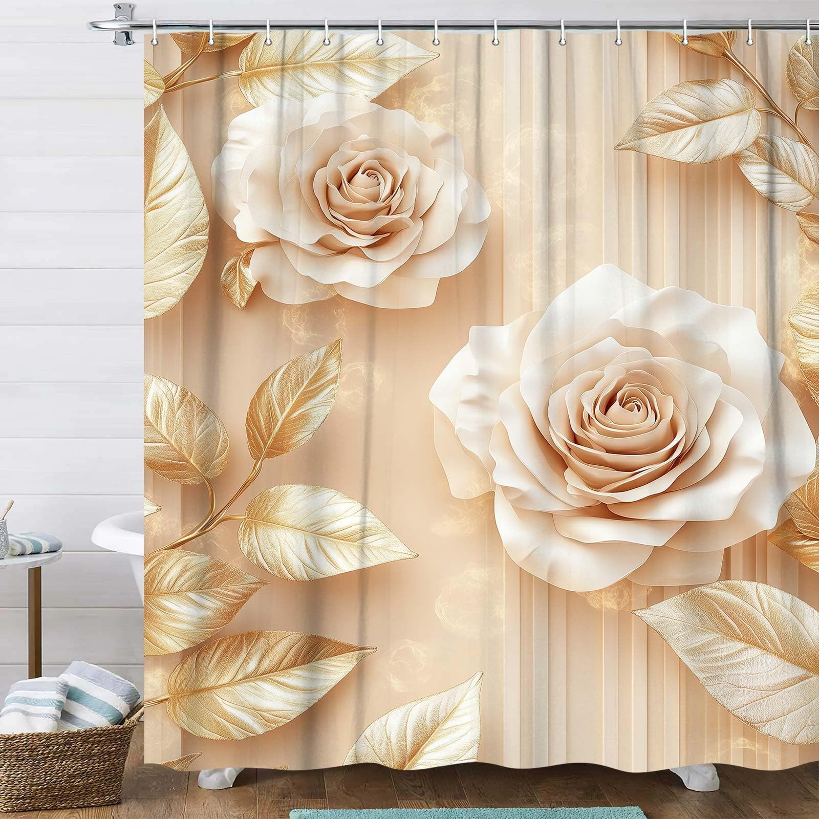 Custom Printed Bath Curtain — custom printed polyester bath curtain detail view