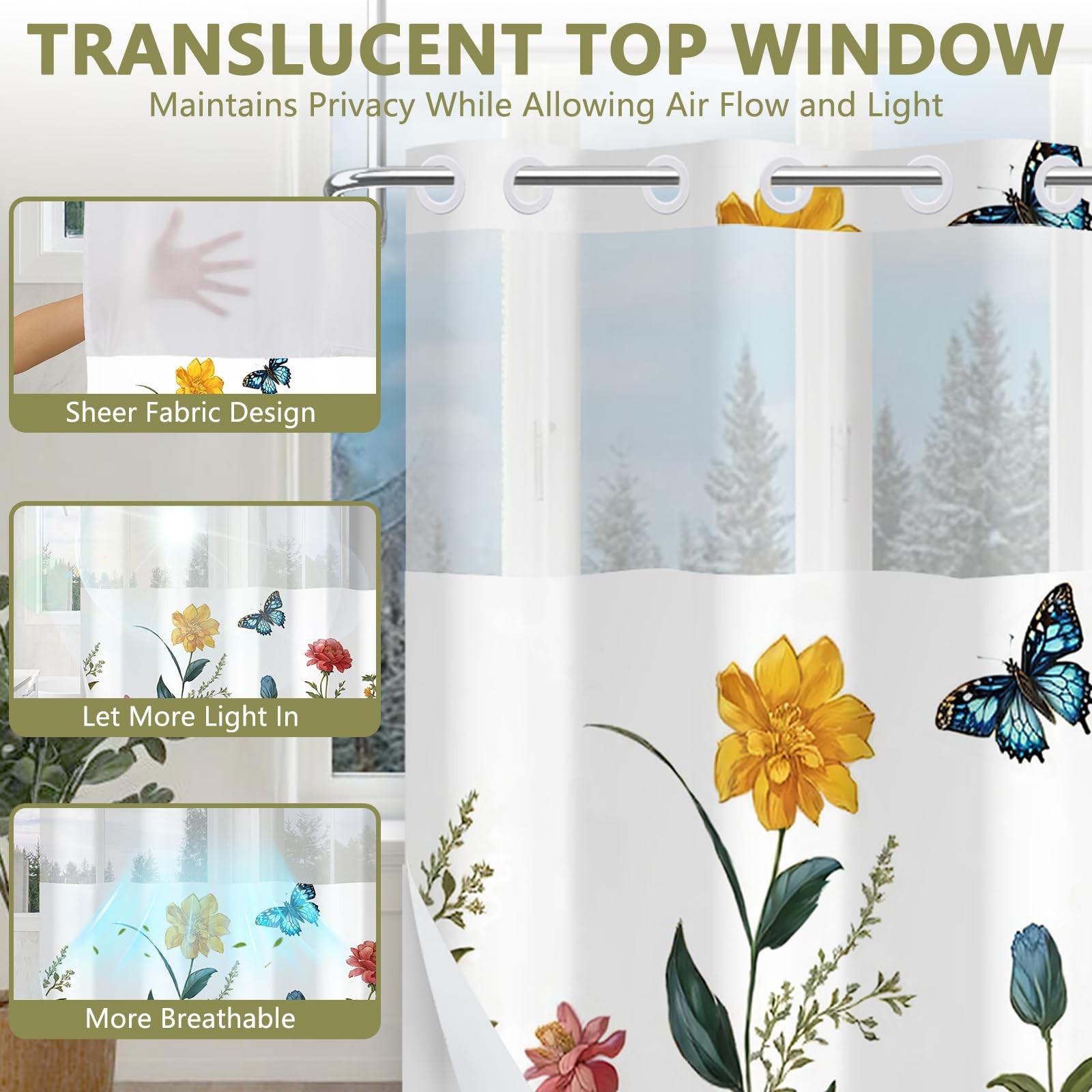 Custom Printed Bath Curtain — custom printed polyester bath curtain detail view