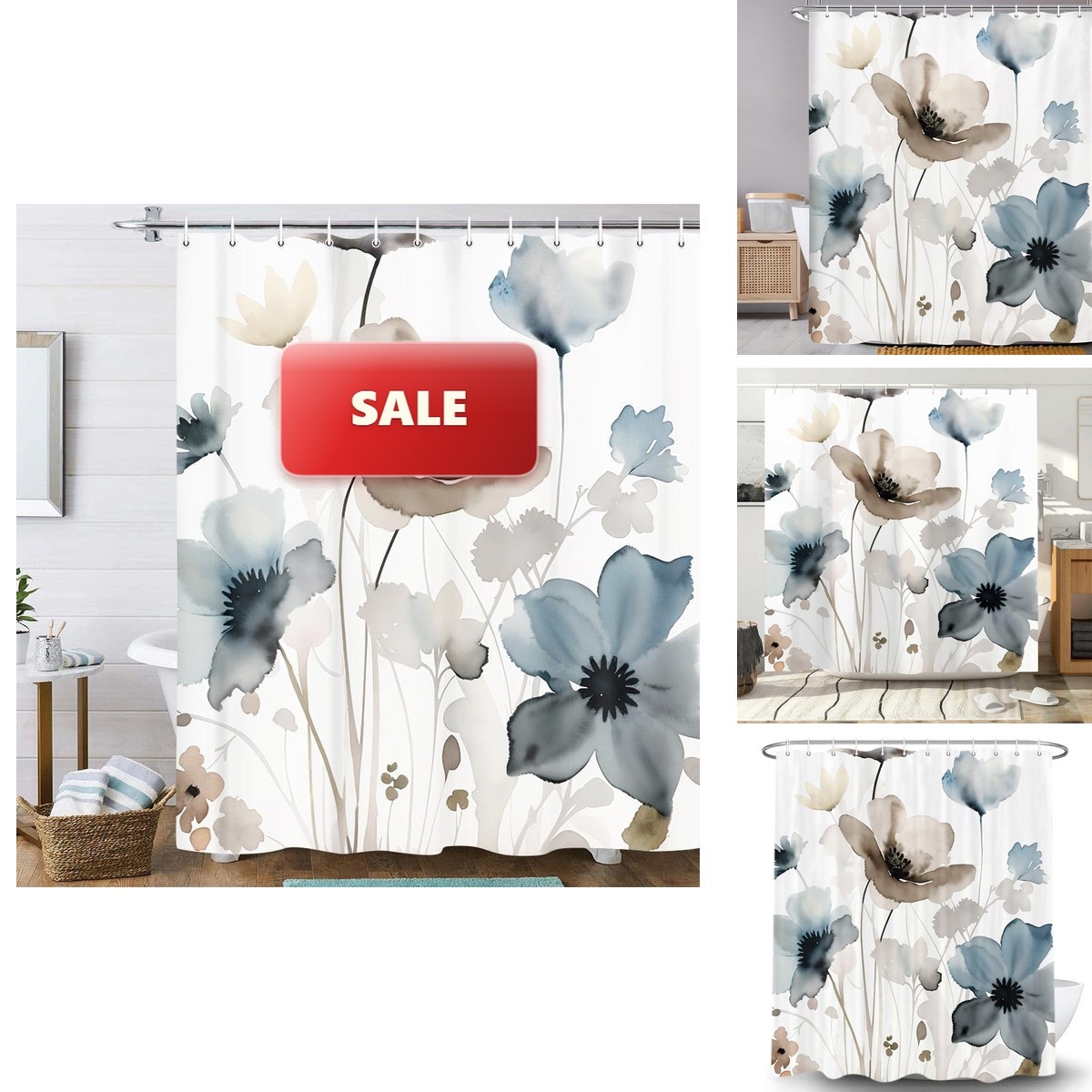 Custom Printed Bath Curtain — custom printed polyester bath curtain