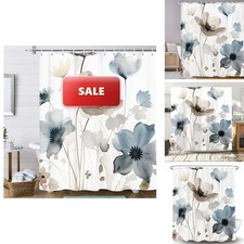Torich Boho Floral Waterproof Shower Curtain 69x72 with Hooks — custom printed polyester bath curtain