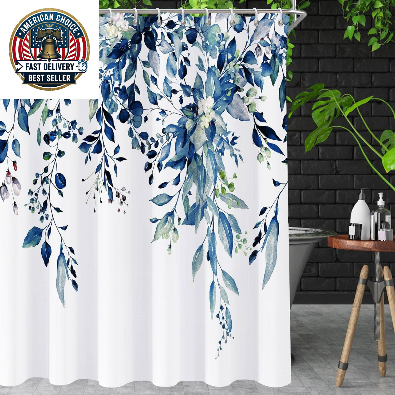 Custom Printed Bath Curtain — custom printed polyester bath curtain detail view