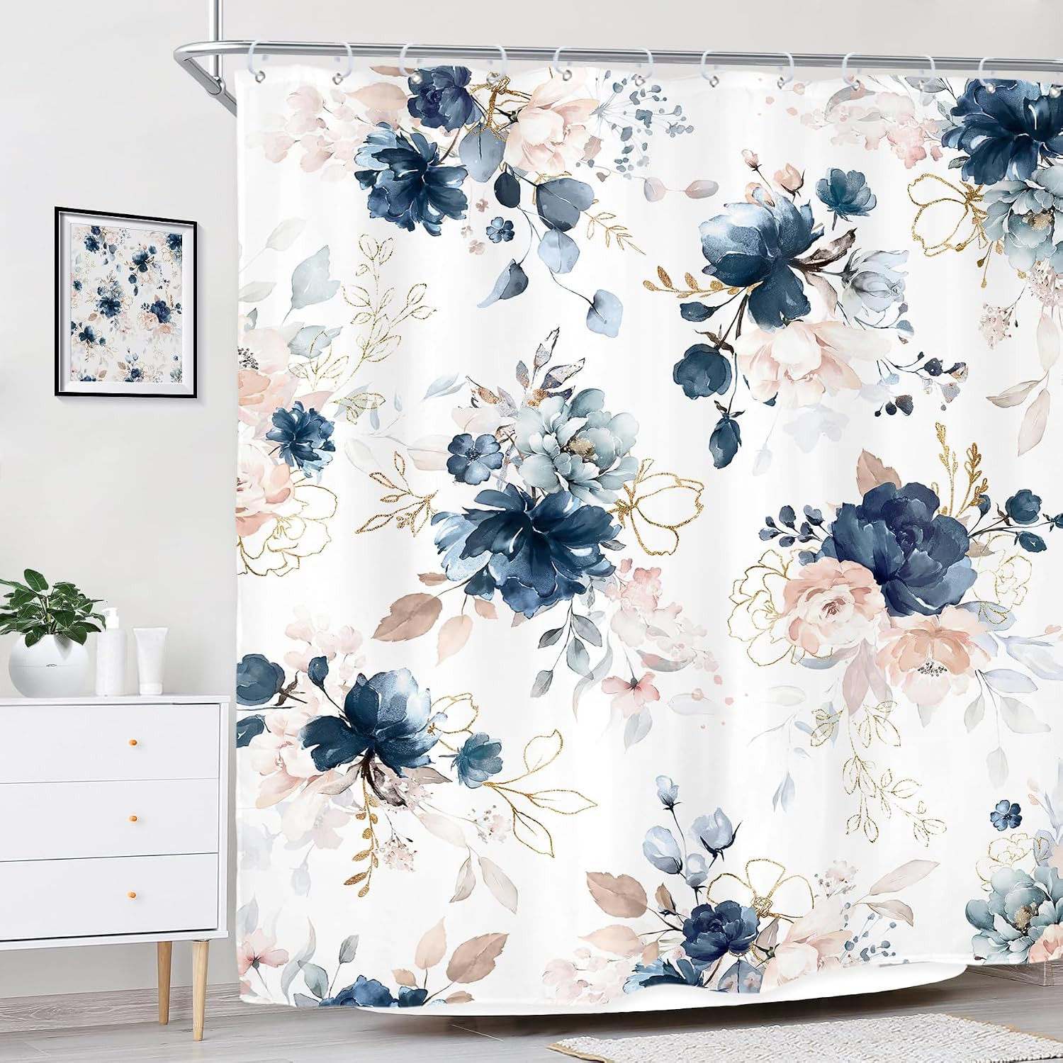 Custom Printed Bath Curtain — custom printed polyester bath curtain detail view