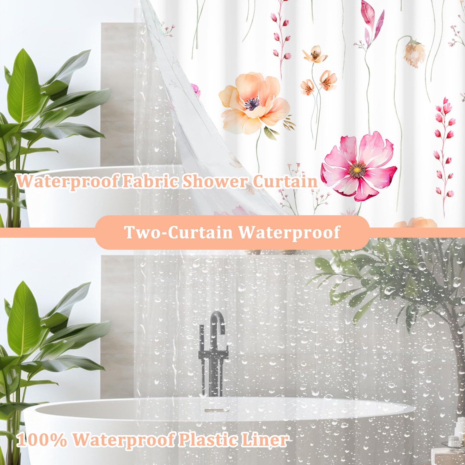 Custom Printed Bath Curtain — custom printed polyester bath curtain detail view