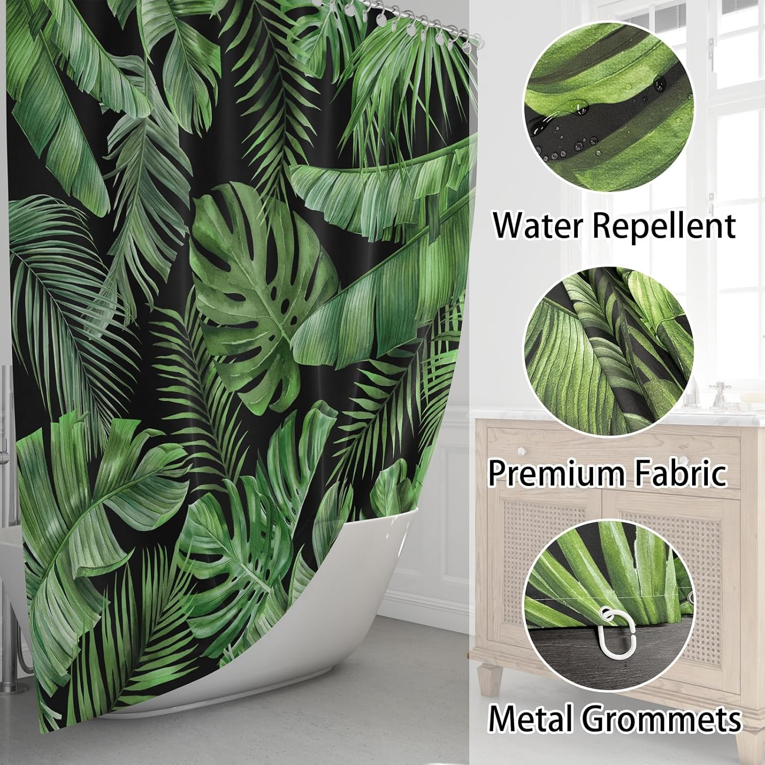 Custom Printed Bath Curtain — custom printed polyester bath curtain detail view