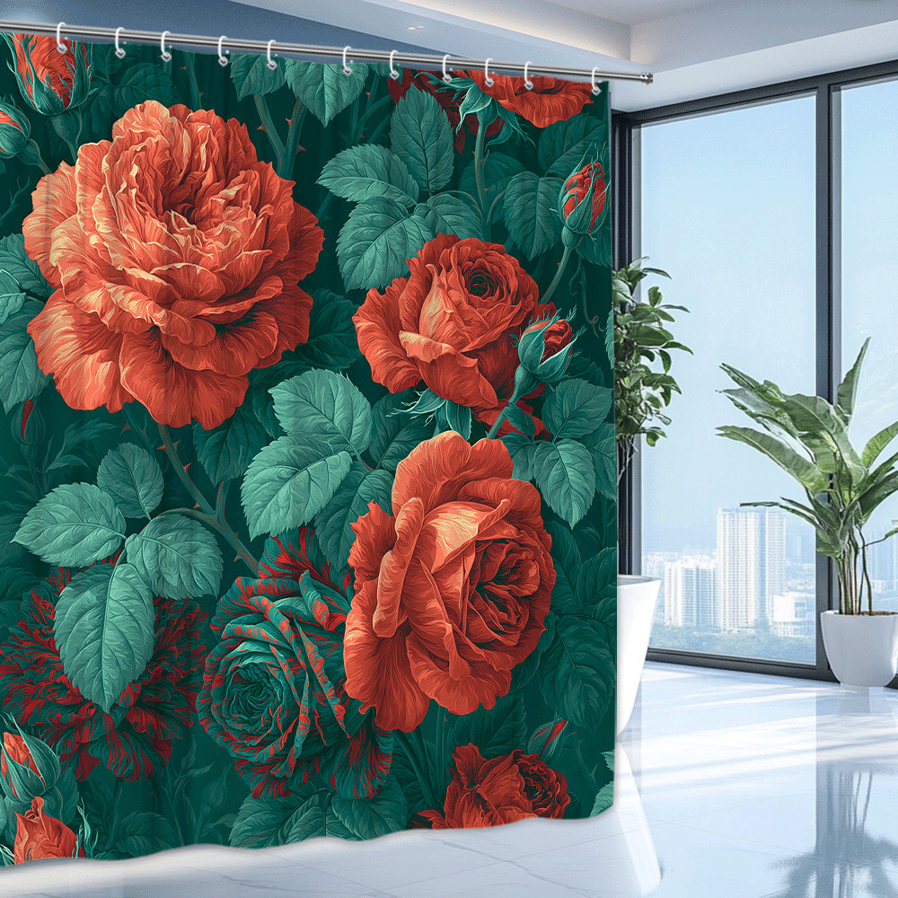 Custom Printed Bath Curtain — custom printed polyester bath curtain detail view