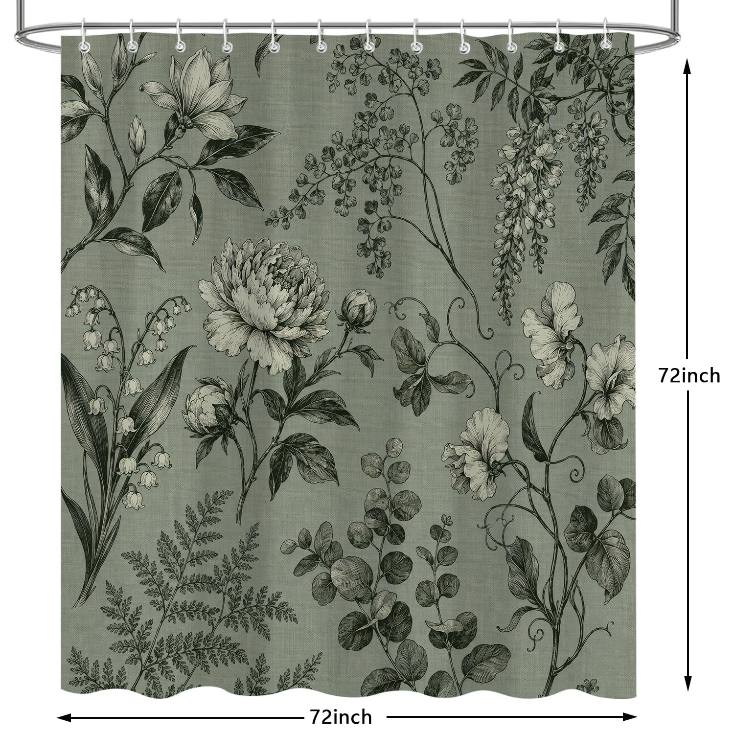 Custom Printed Bath Curtain — custom printed polyester bath curtain detail view