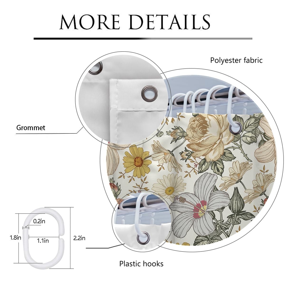 Custom Printed Bath Curtain — custom printed polyester bath curtain detail view