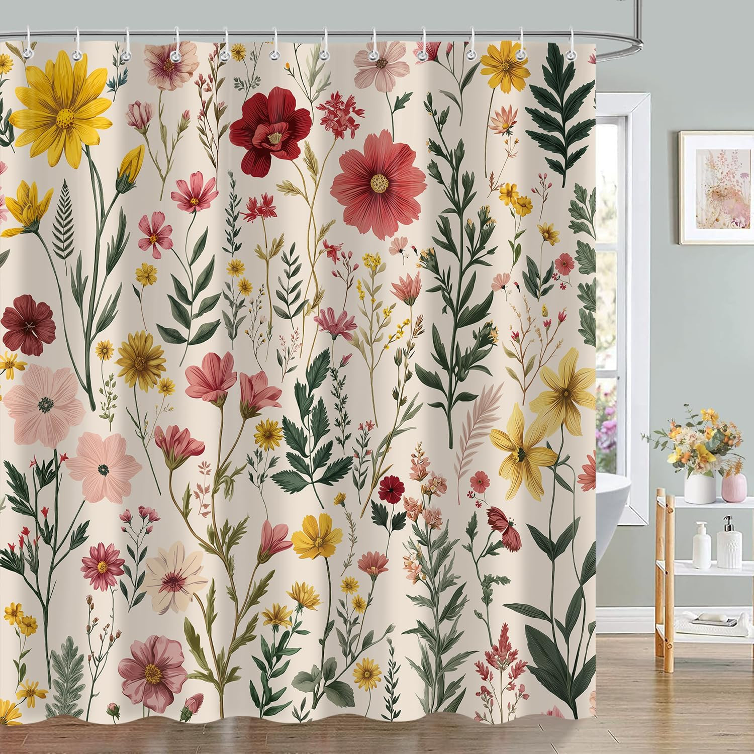 Custom Printed Bath Curtain — custom printed polyester bath curtain detail view