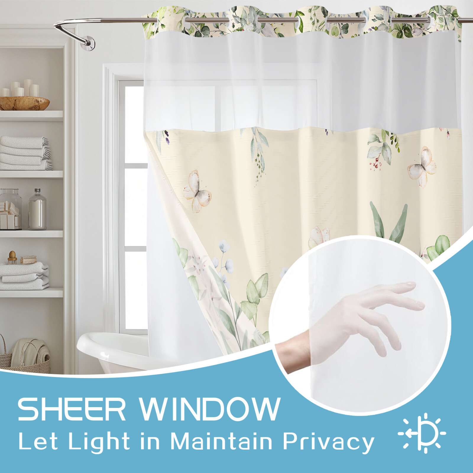 Custom Printed Bath Curtain — custom printed polyester bath curtain detail view