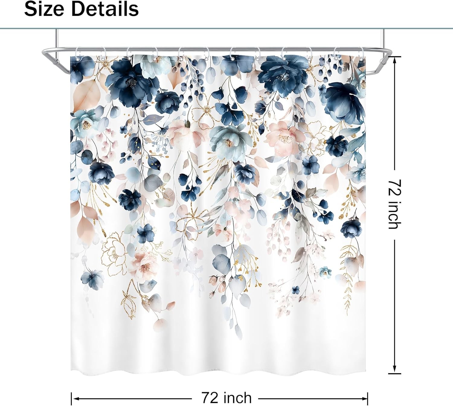 Custom Printed Bath Curtain — custom printed polyester bath curtain detail view