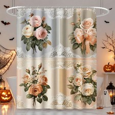 1PC Waterproof Shower Curtain Vintage Rose Lace Pattern for Bathroom Decor — custom printed polyester bath curtain