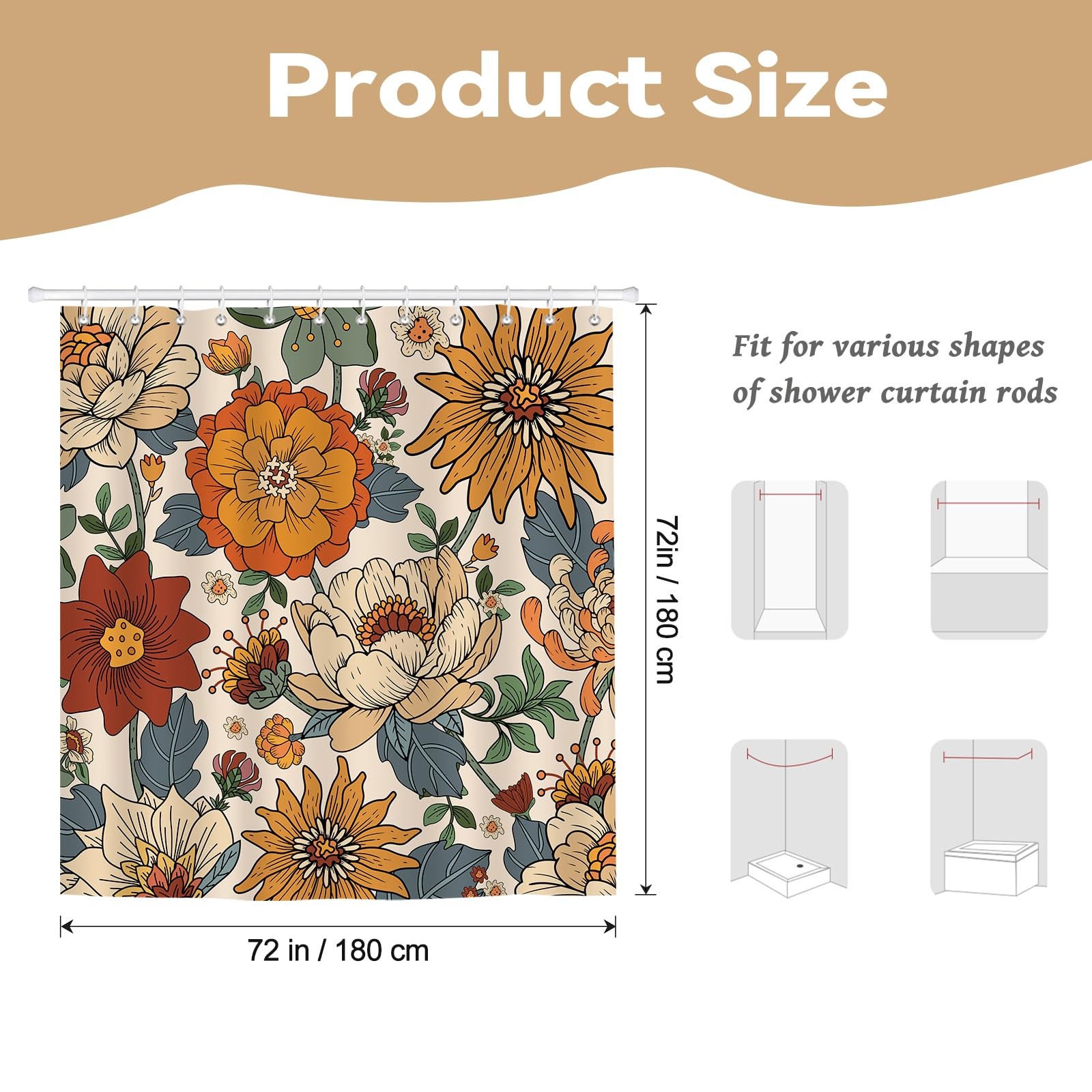 Custom Printed Bath Curtain — custom printed polyester bath curtain detail view