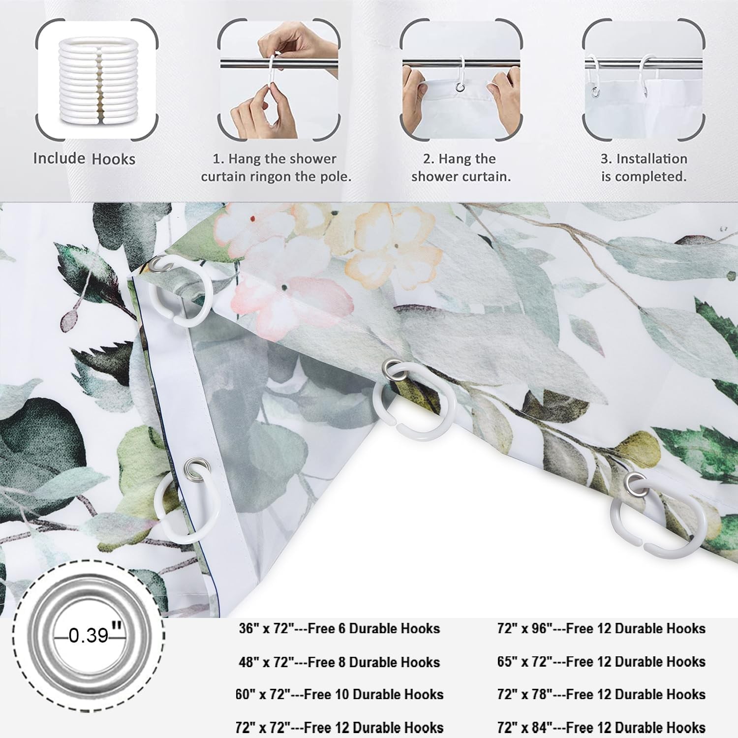 Custom Printed Bath Curtain — custom printed polyester bath curtain detail view