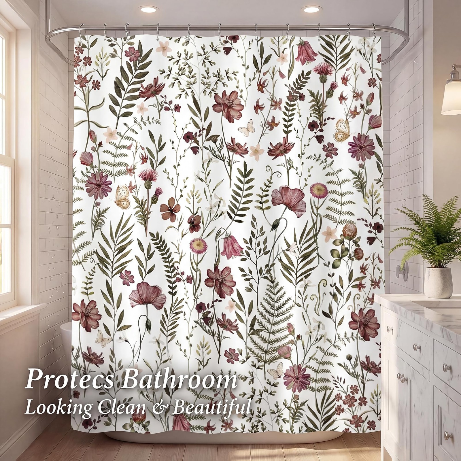 Custom Printed Bath Curtain — custom printed polyester bath curtain detail view